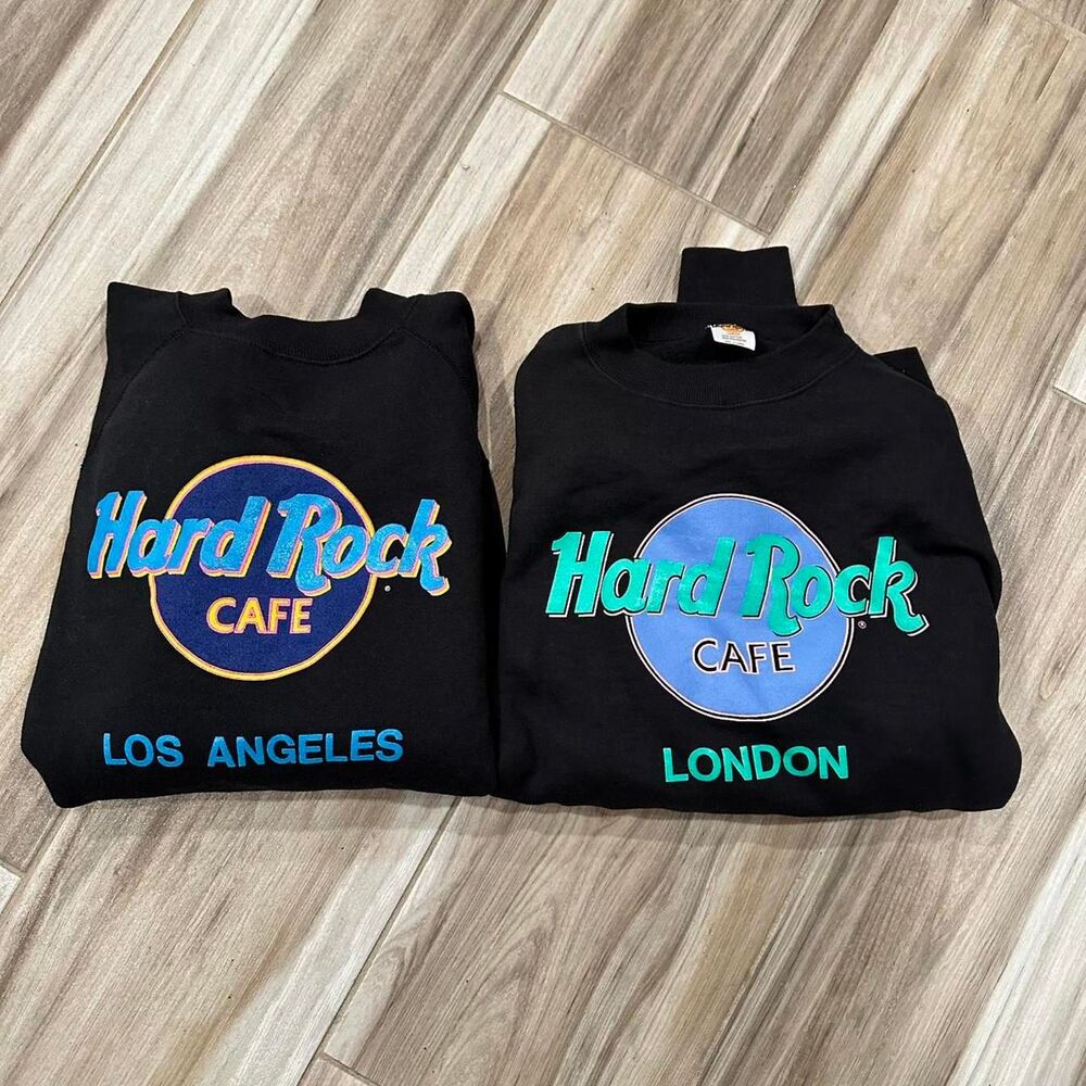 2 Bundle Hard-rock-cafe Men's Crewneck Sweatshirts